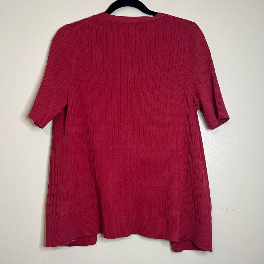Talbots Pima Cotton Cardigan XL Petite Red Cable‎ Knit Button Front NWT - Picture 4 of 5